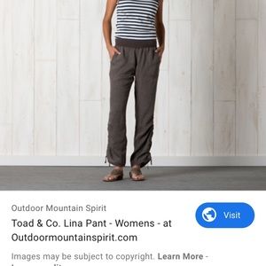 Toad and Co hemp linen Lina pants XS brown